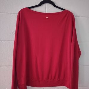 Fabletics Women's Red Eco Sleek Knit Boat Neck Pullover Size L